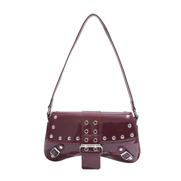 Vеrԁuѕа Handbags - Buckle Pu Leather Shoulder Handbags Punk Studded Top Handle Underarm :')